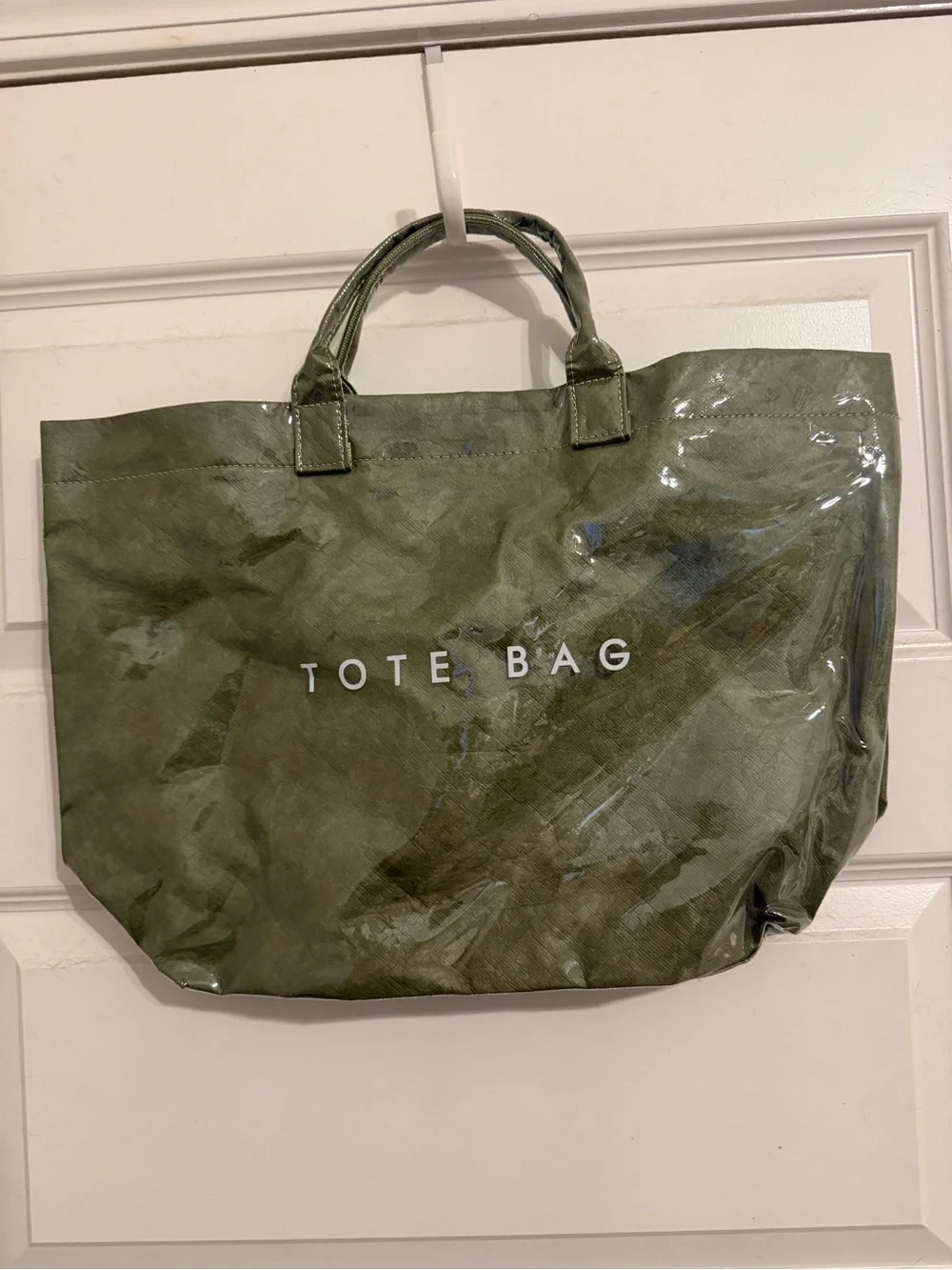 SHEIN Olive Green Glossy Tote Bag